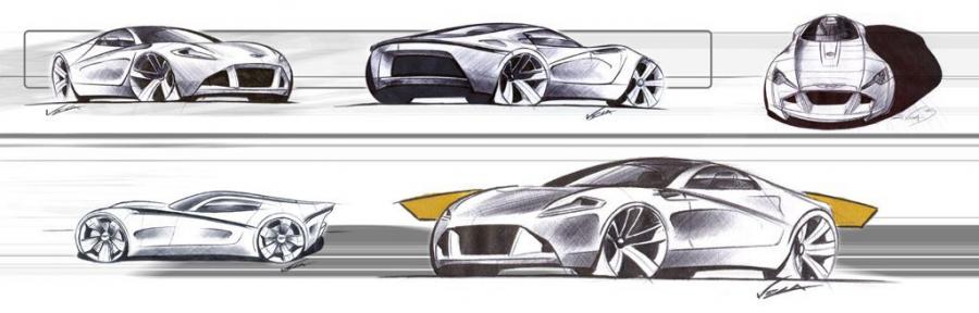 Эскиз Aston Martin DB-ONE Concept 2007 года  (фото 8 из 11)